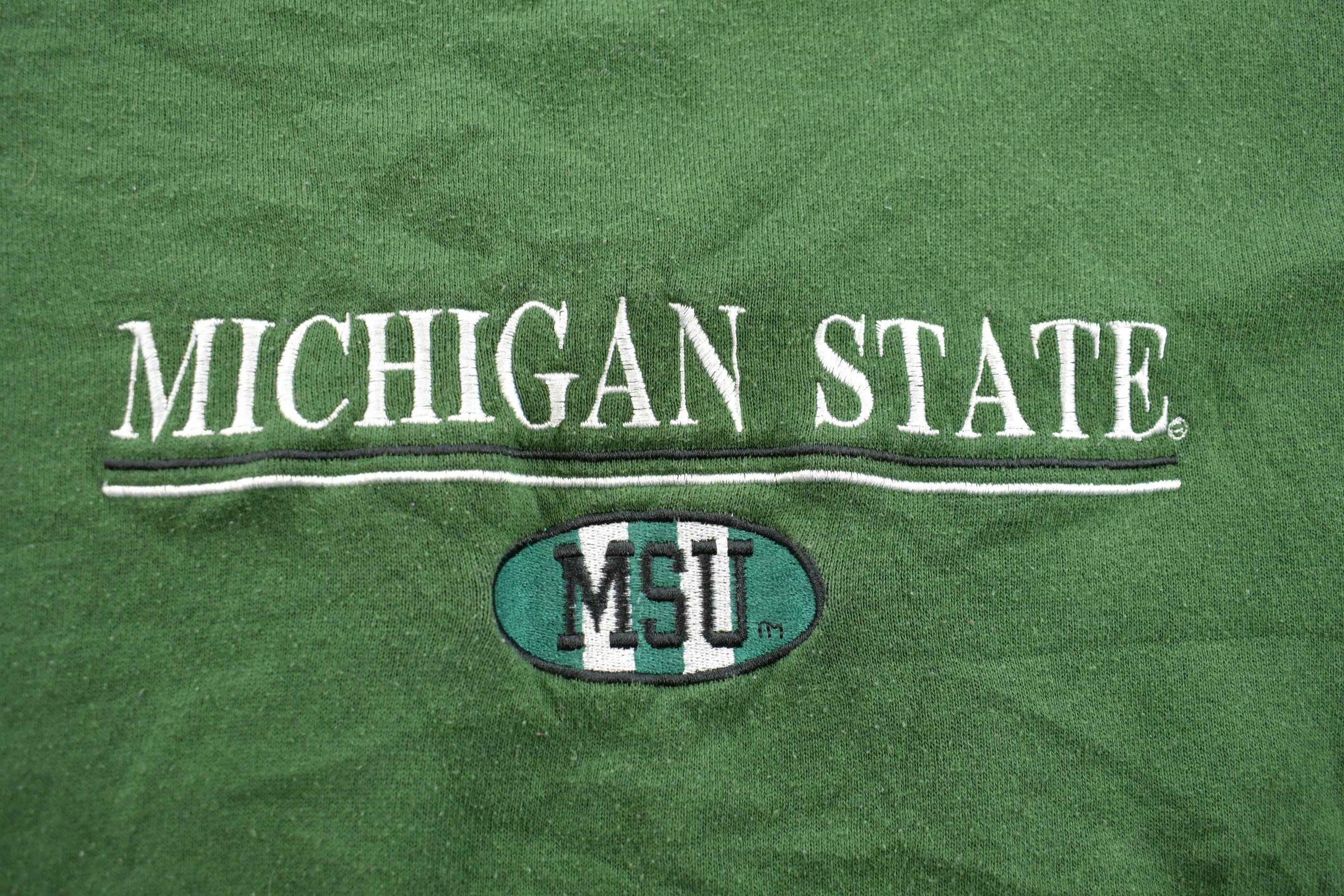 Vintage 1990s University Of Michigan State Collegiate Crewneck  Embroidered NCAA Sweatshirt  Sportswear  Americana  90s crewneck