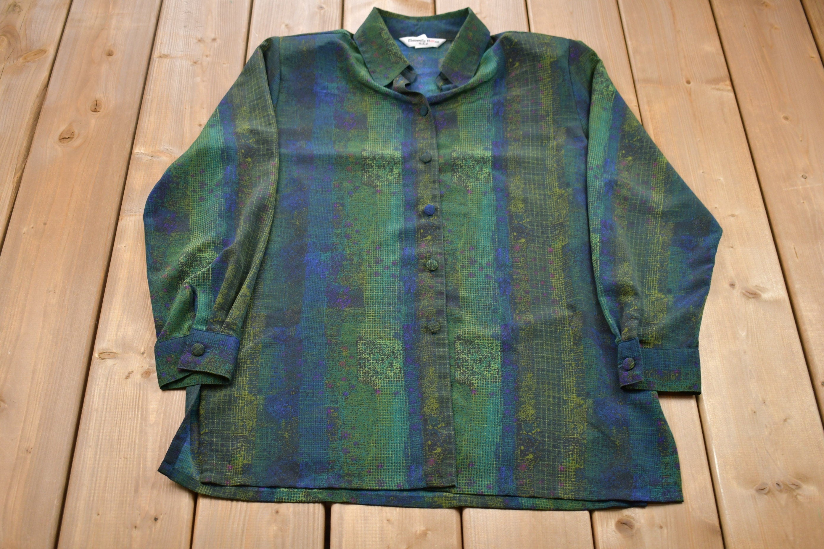 Vintage 1990s Beverly Rose USA Abstract Long Sleeve Shirt