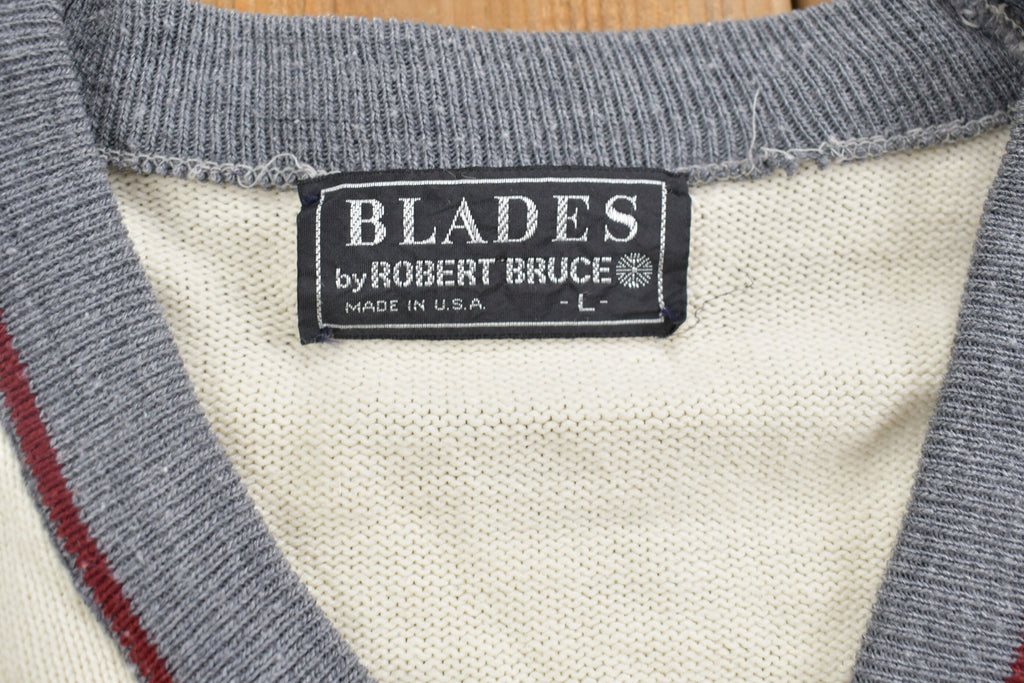 Vintage 1990s Blades Robert Bruce Knitted V Neck Sweater