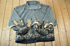Vintage 1990s Mazmania Wild Horses AOP Fleece Sweater