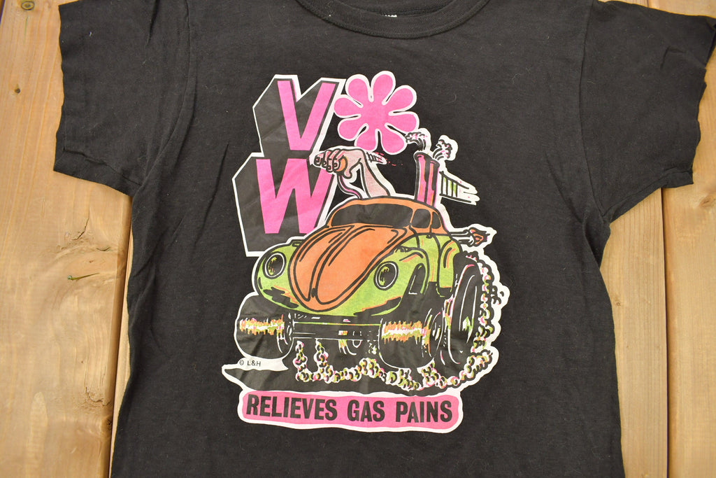 Vintage 1970s Volkswagen Relieves Gas Pains Iron On Graphic T Shirt