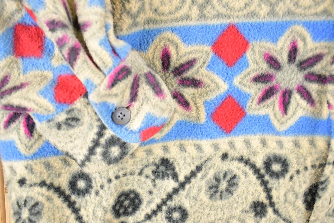 Vintage 1990s International Male Snowflake AOP Fleece Outdoorsman Sweater Men's XL