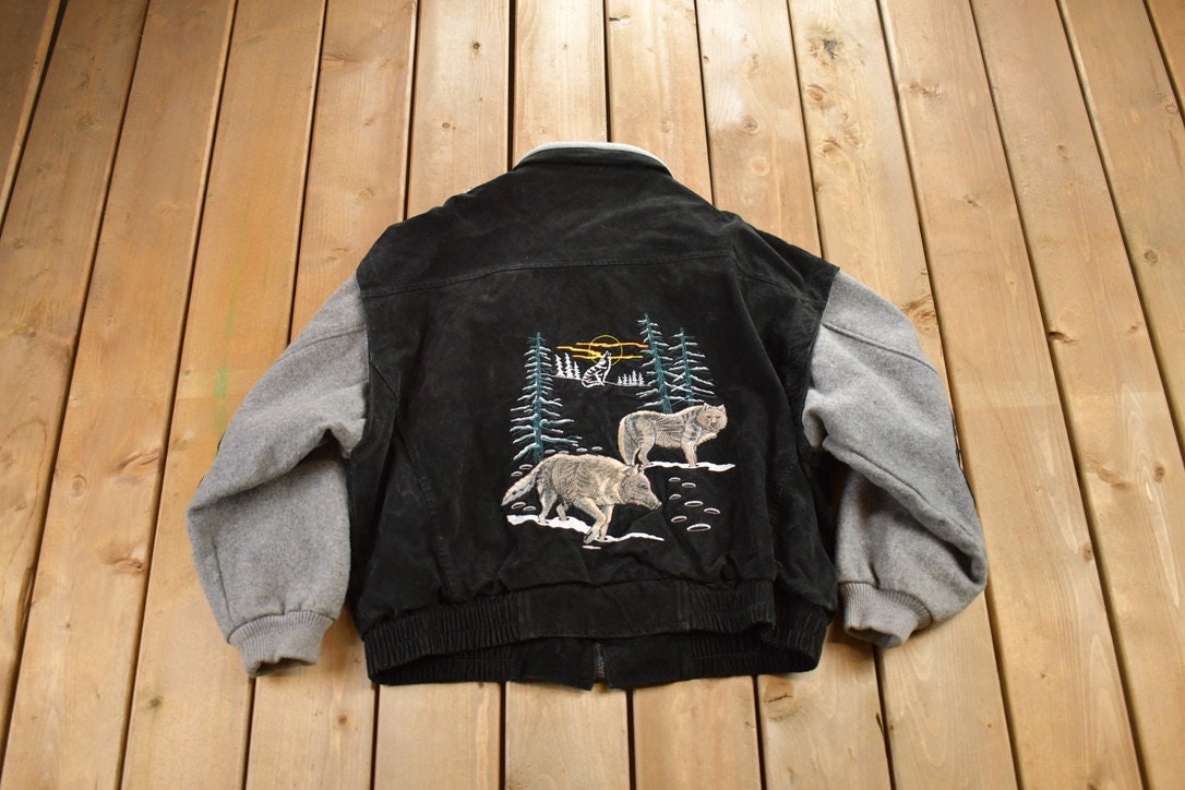 Vintage 1980s Suede Leather Treeline Jacket