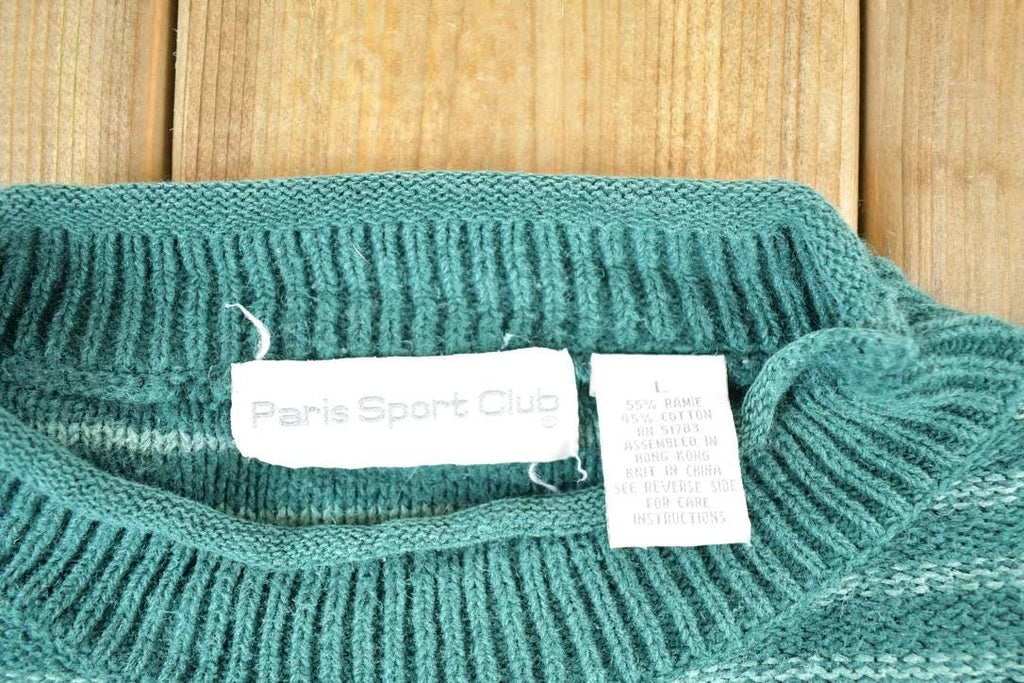 Vintage 1990s Paris Sport Club Knit Abstract Pattern Crewneck Sweater Womens M