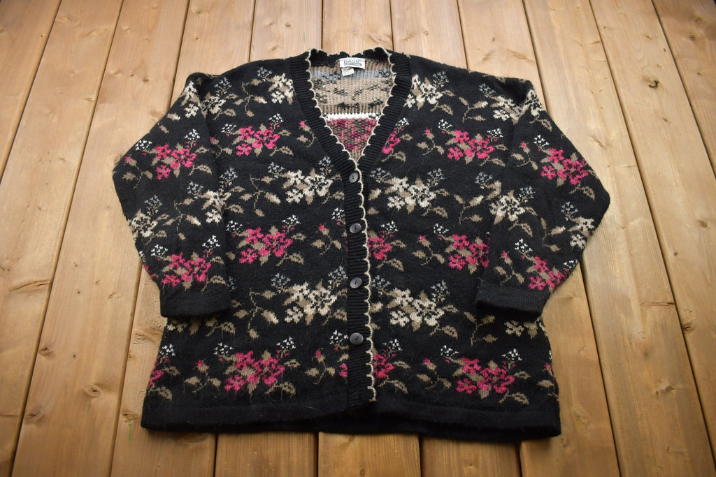 Vintage 1990s Basic Editions Floral Cardigan Sweater