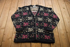 Vintage 1990s Basic Editions Floral Cardigan Sweater