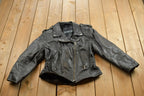 Vintage 1980s Womens Leather Braid Stud Biker Jacket