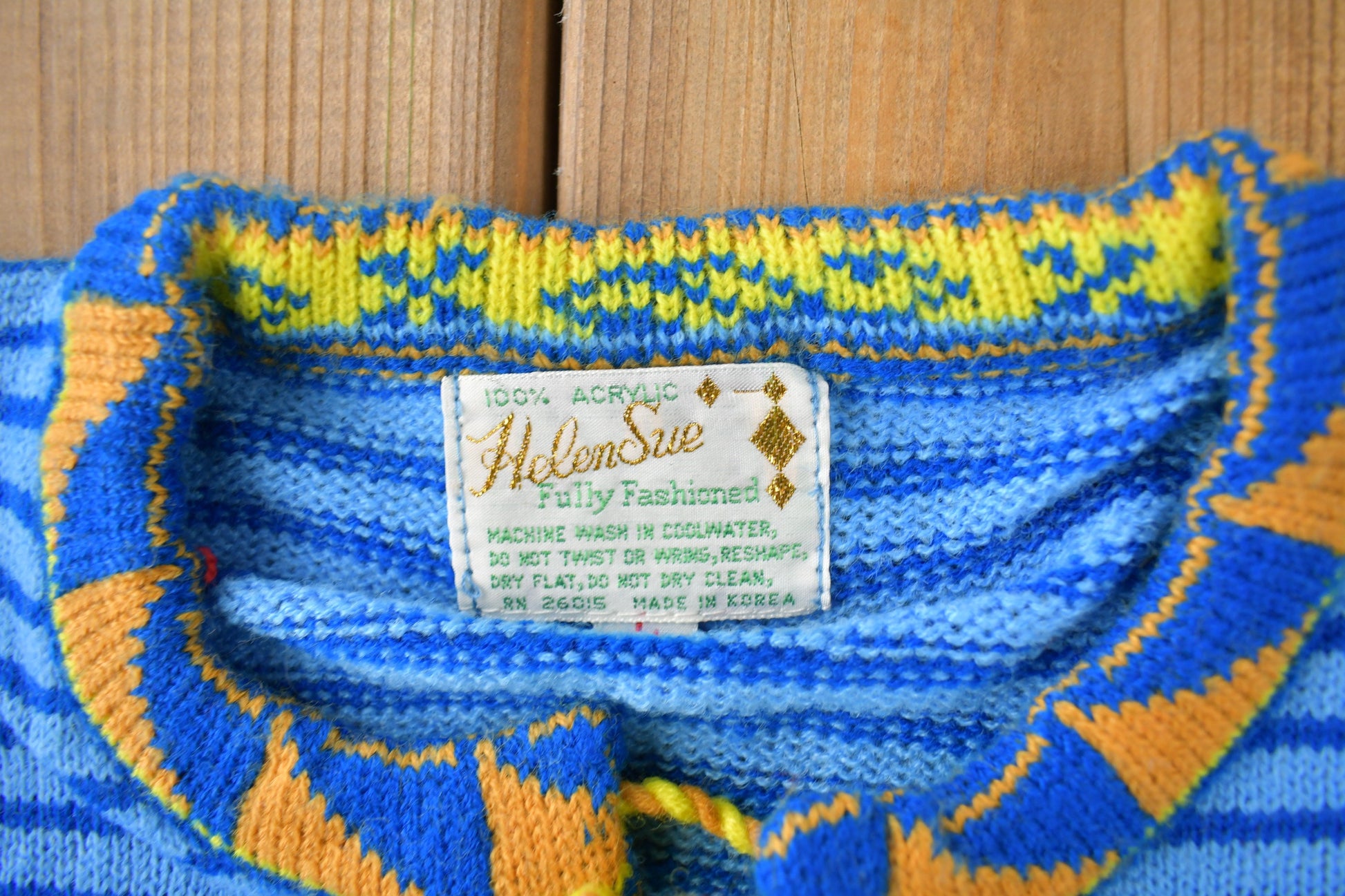 True Vintage 1960s Deadstock Helen Sue Psychedelic Knit Acrylic Sweater