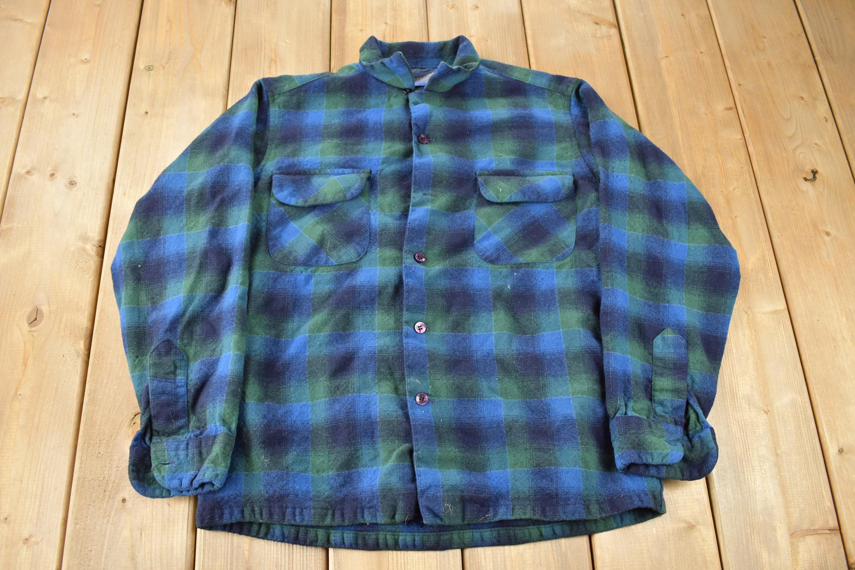 Vintage 1980s Pendleton Plaid Button Up Shirt