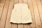 Vintage 1990s Women's White Star Embroidered Fleece Zip Up Cardigan Sweater Vest