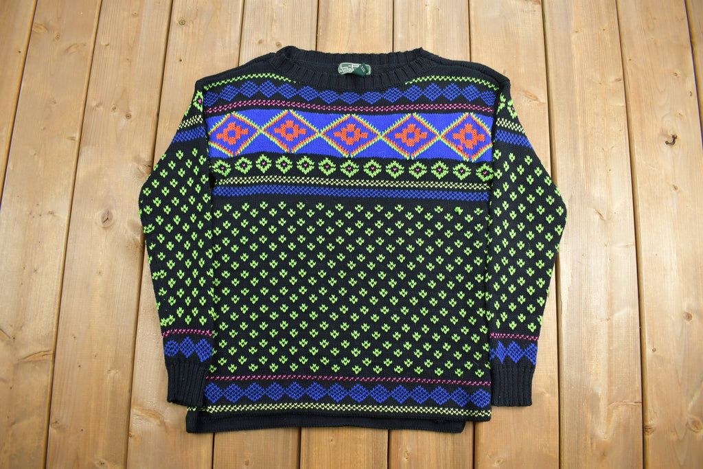 Vintage 1990s Ralph Lauren Neon Knit Crewneck Sweater