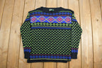 Vintage 1990s Ralph Lauren Neon Knit Crewneck Sweater