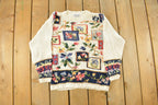Vintage 1990s Stitches Floral Theme Knit Crewneck Sweater Women's Medium