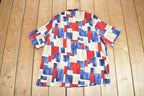 Vintage 1990s Bon Worth Abstract Graphic Short Sleeve Single Stitch Unique Button up