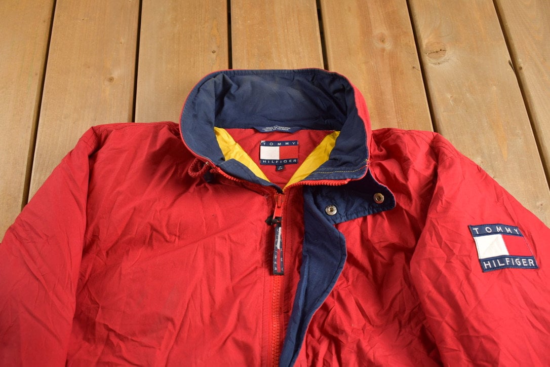Vintage 1990s Tommy Hilfiger Color Block Goose Down Winter Puffer Jacket