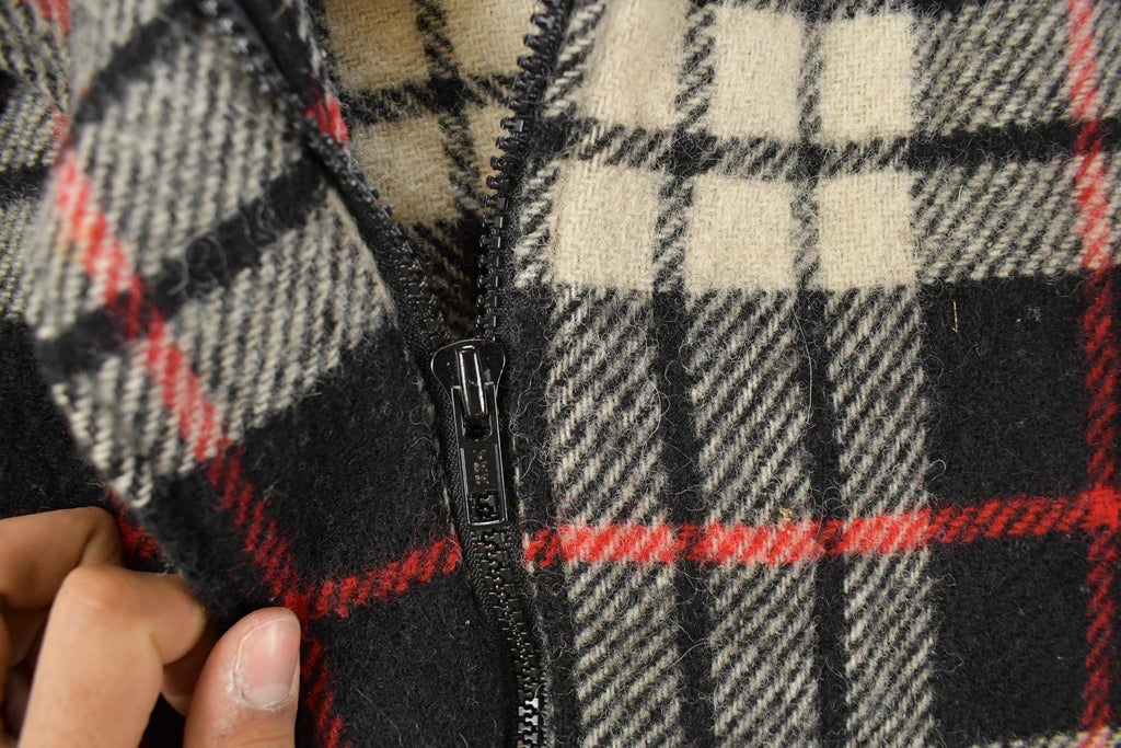 Vintage 1980s Orvis Wool Tartan Plaid Quarter Zip Pullover Jacket Men's Large