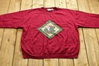 Vintage Christmas Santa Sweater , 90s Holiday Crewneck , Winter Wear , Festive Diamond Graphic Print