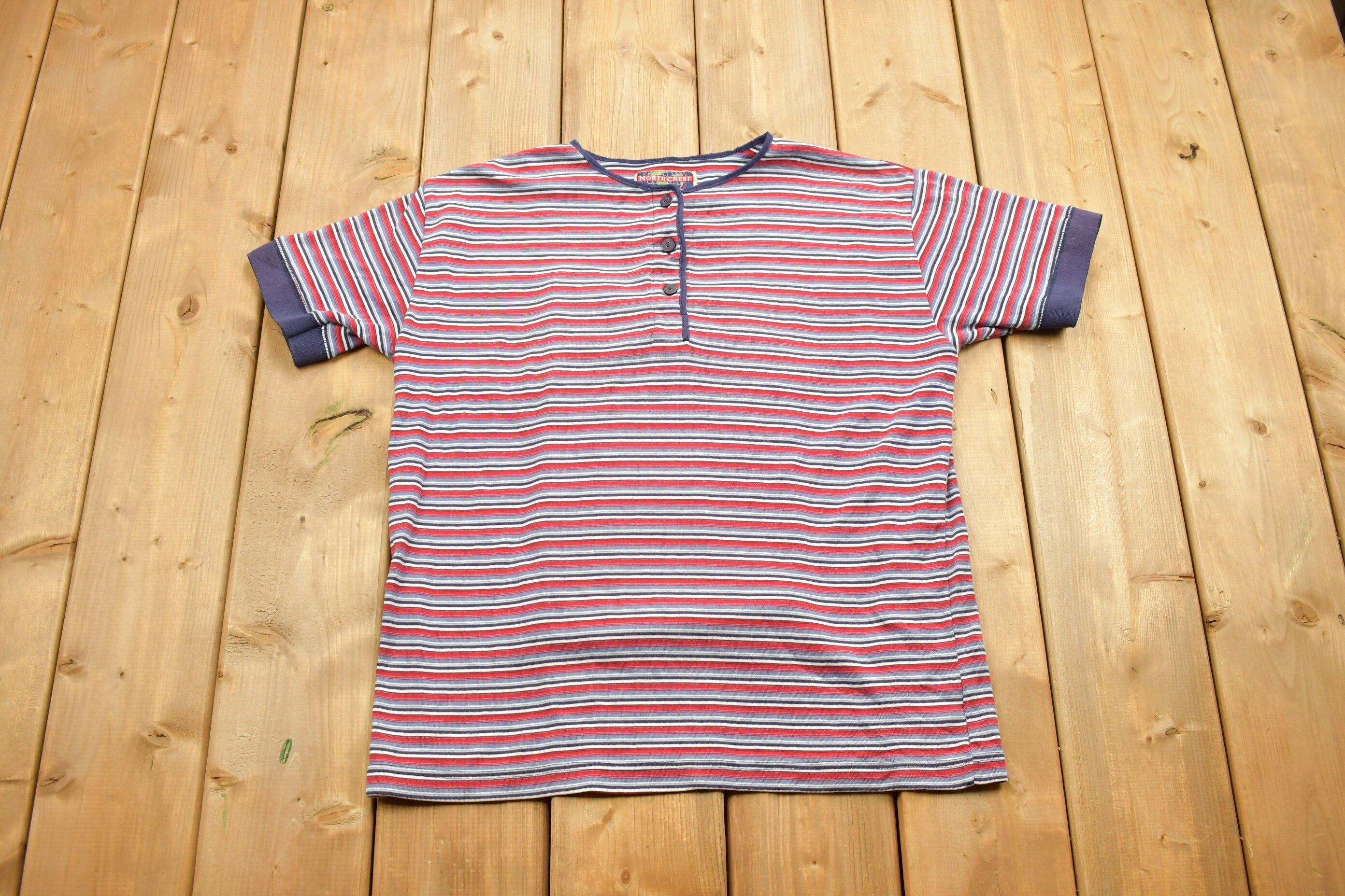 Vintage 1990s North Crest Striped T Shirt