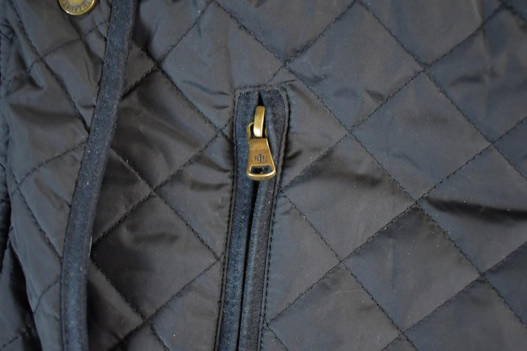 Vintage 1990s Lauren By Ralph Lauren Light Pleated Hooded Zip Up Abstract Lined Jacket
