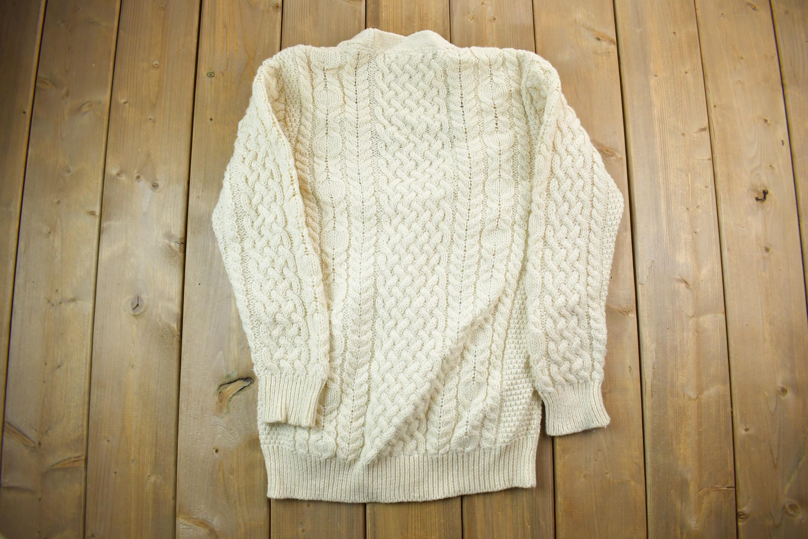 Vintage 1980s Cable Knit Cardigan Sweater