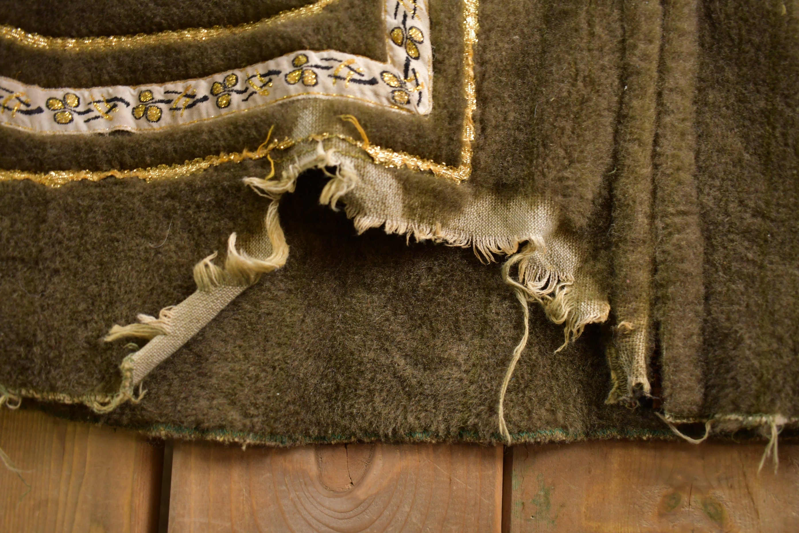 Vintage 1950s Embroidered Fleece Jacket With Fur Hood