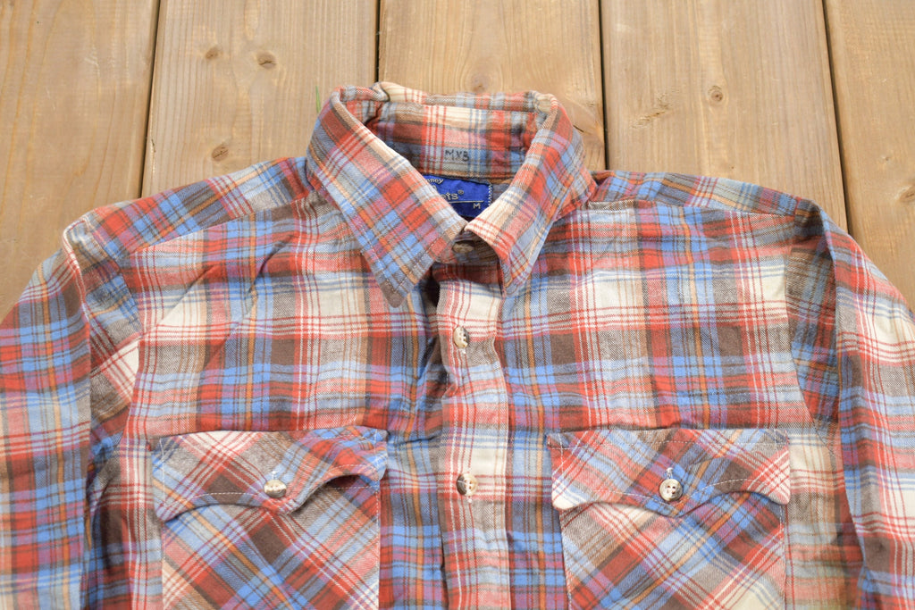 Vintage 1980s JC Penny Plain Pockets Plaid Button Up Shirt