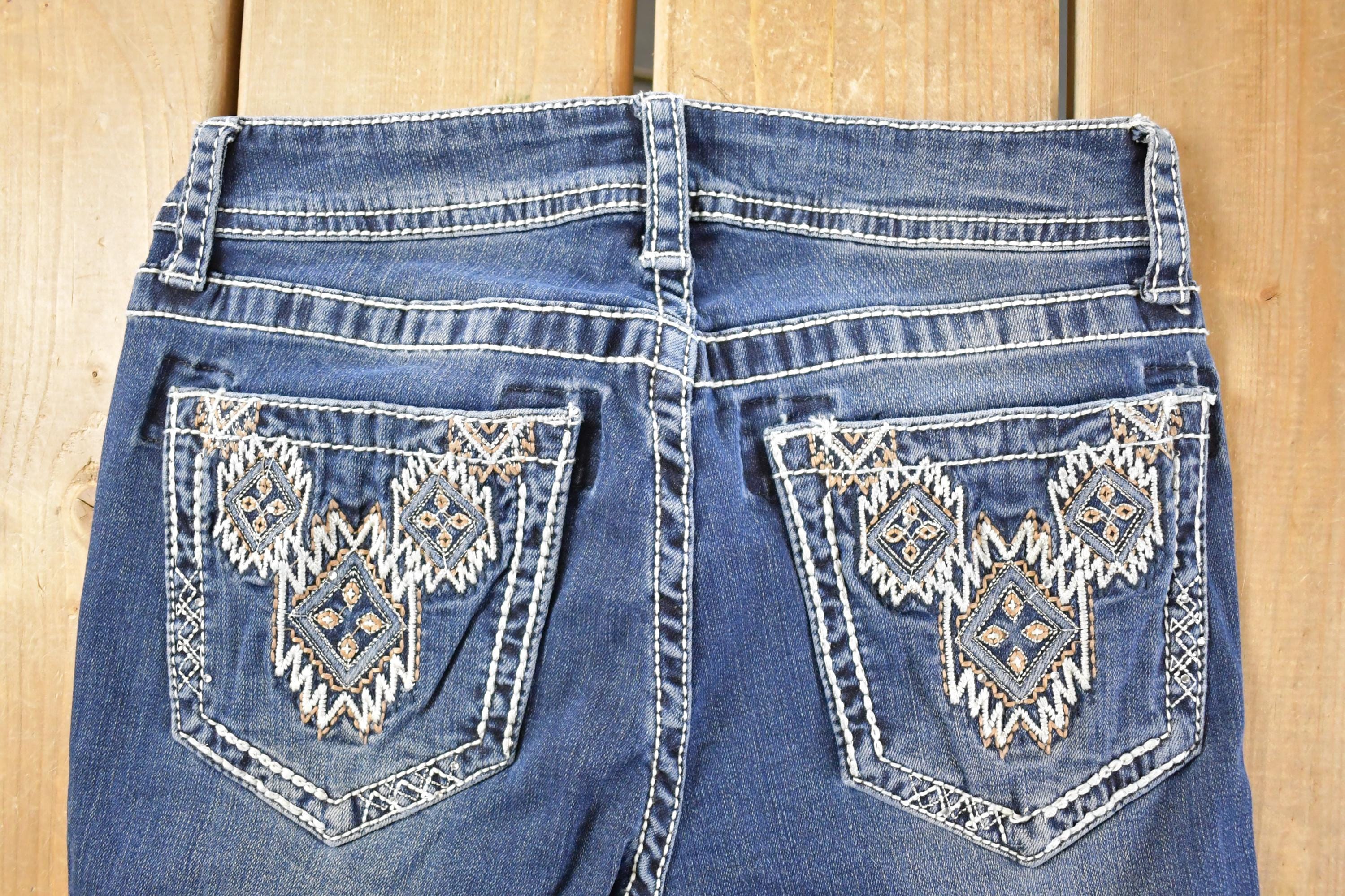 Vintage Deadstock Y2K Grace In LA Bedazzled Bootcut Low Rise Jeans Women's Size 27 x 32