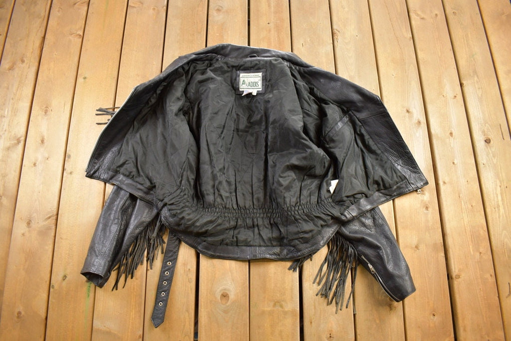Vintage 1980s Addis Genuine Leather Biker Jacket