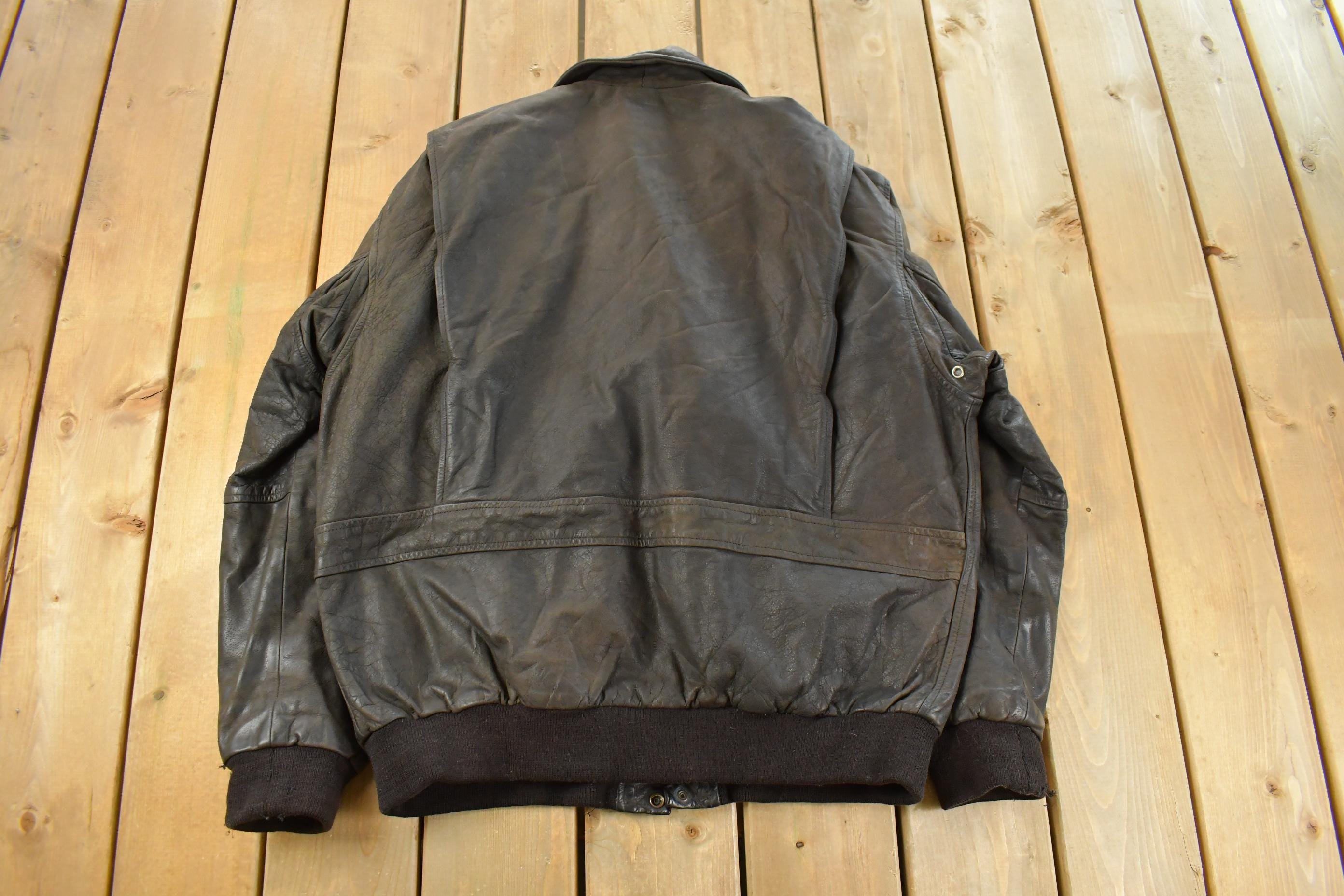 Vintage 1990s Giglio Leather Bomber Flight Jacket Men's XL