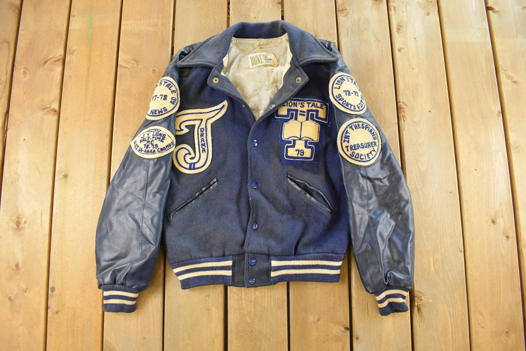 Vintage 1970s Lions Tail Collegiate Wool Leather Varsity Jacket Men's XS