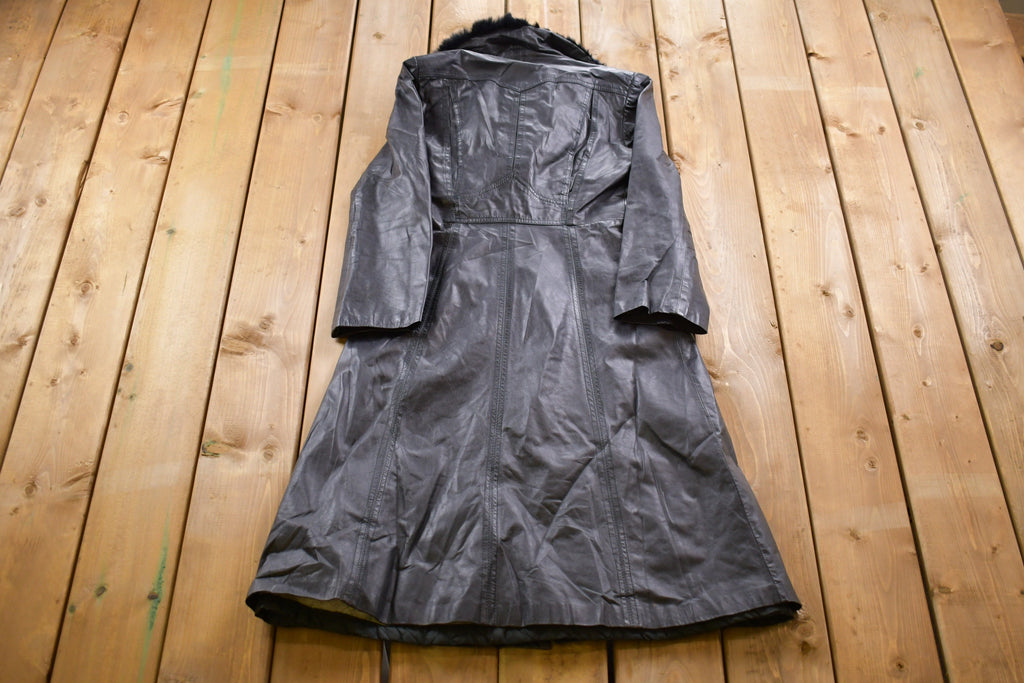 Vintage 1970s Genuine Leather Fur Collar Penny Lane Coat