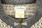 Vintage 1990s LL Bean Wool Knit Abstract Pattern Cardigan Sweater Mens M / 90s Knit Crewneck / Vintage Preppy Knits