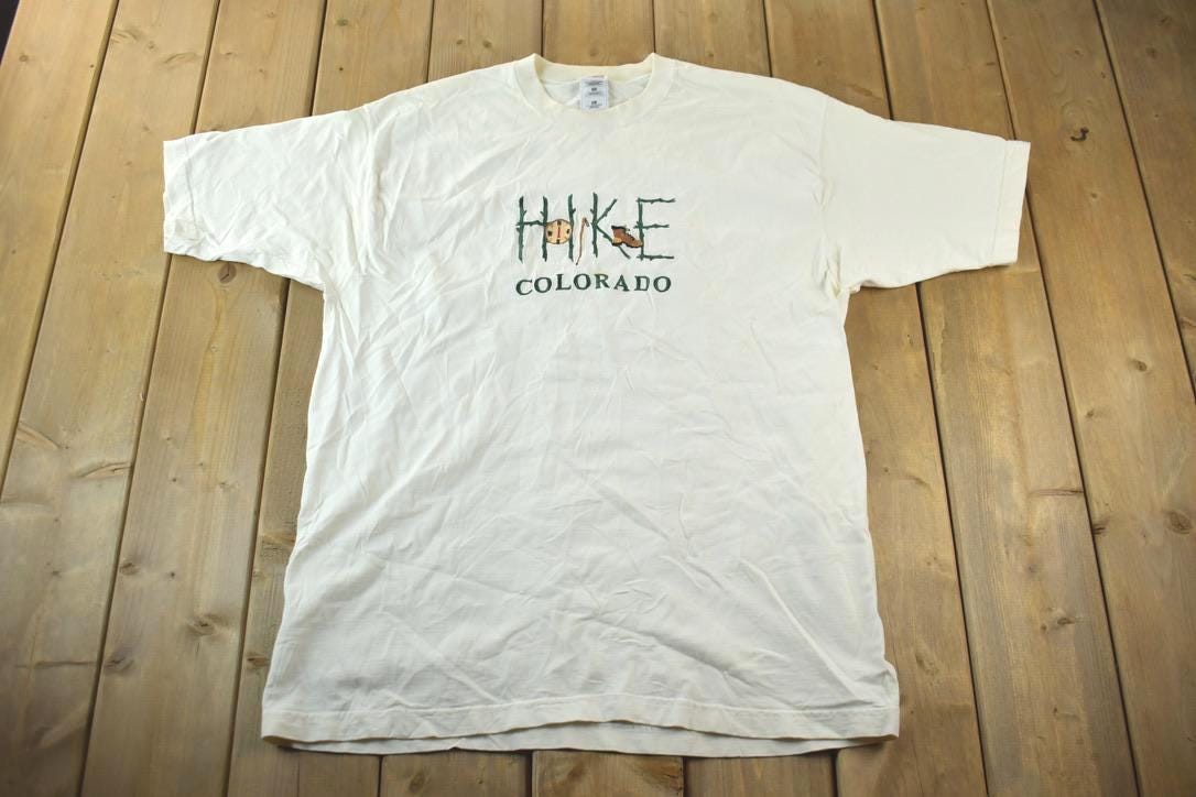 Vintage 1990s Colorado Hiking Souvenir Single Stitch Graphic Print T-Shirt