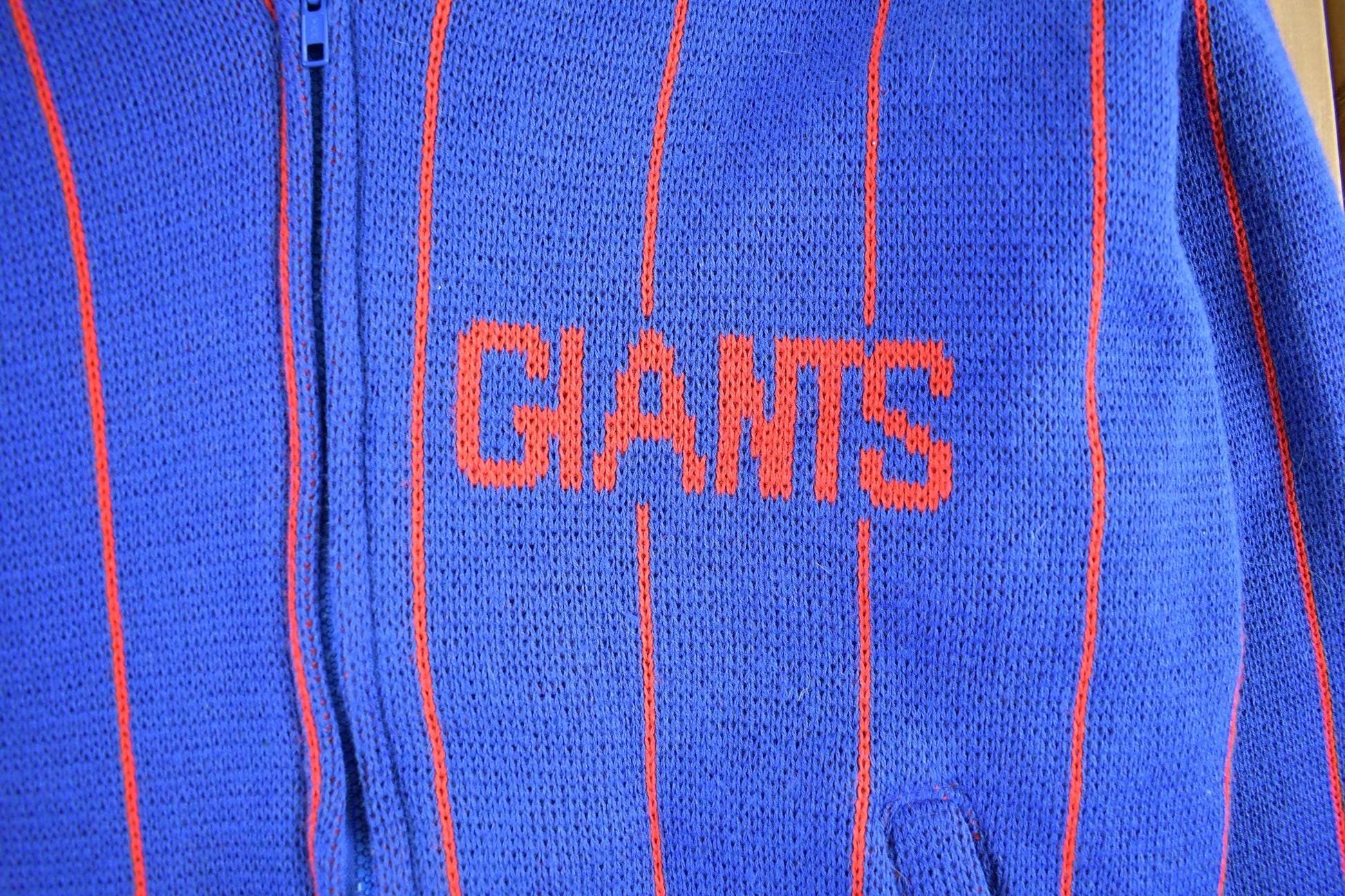 Vintage 1980s New York Giants NFL Cliff Engle Knit Full Zip Sweater Jacket Men's Medium / 80s NFL Football / Sportswear / Made in USA