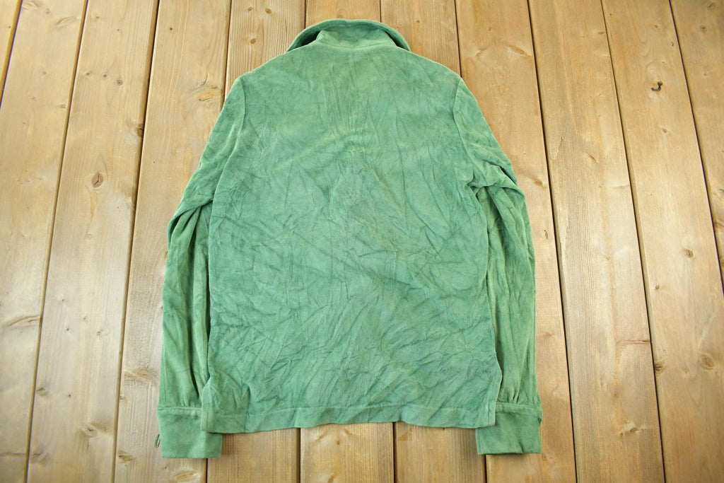True Vintage 1970s Velour Style Button Up Shirt Men's Medium