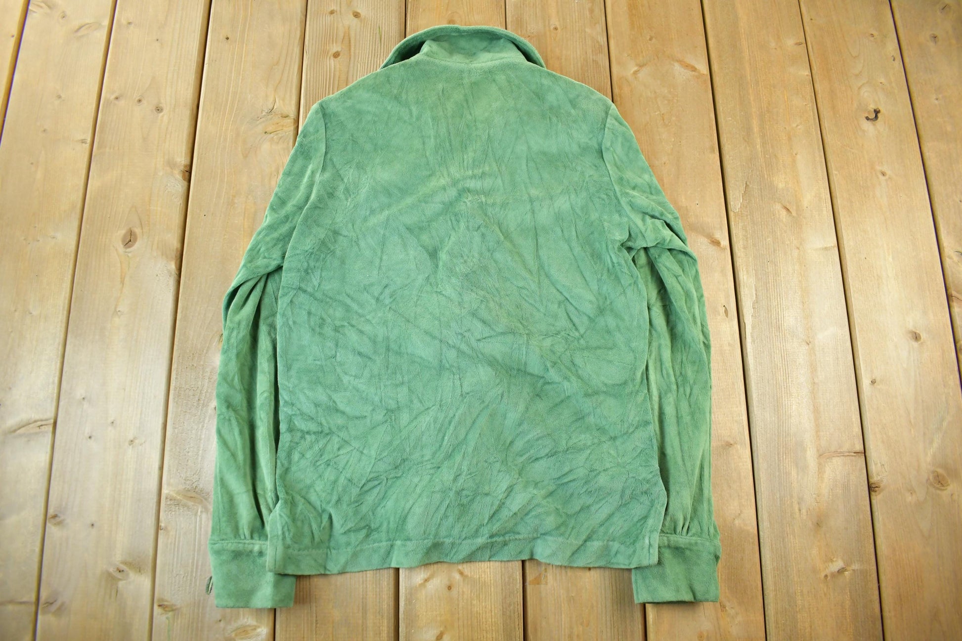 True Vintage 1970s Velour Style Button Up Shirt Men's Medium