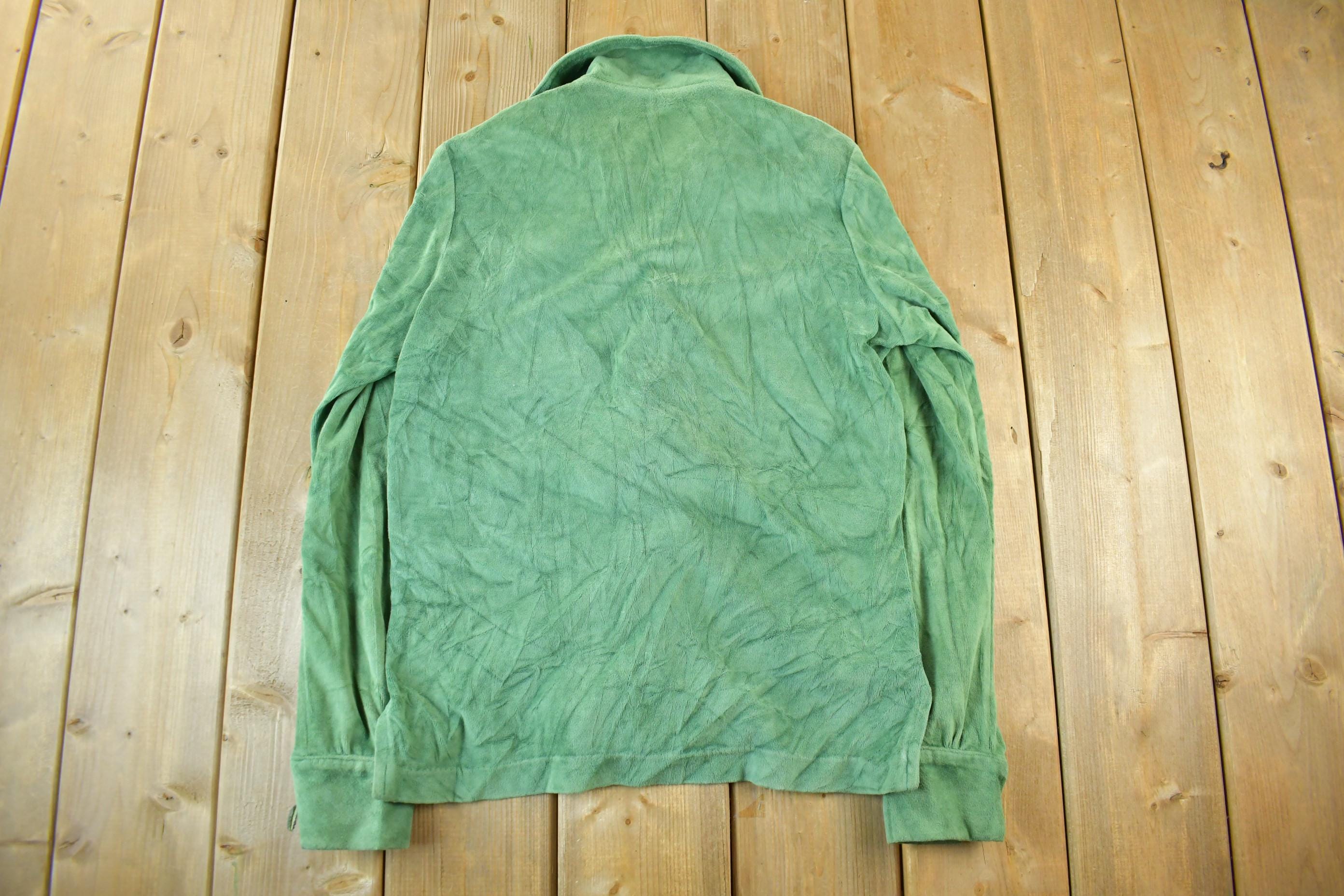 True Vintage 1970s Velour Style Button Up Shirt Men's Medium