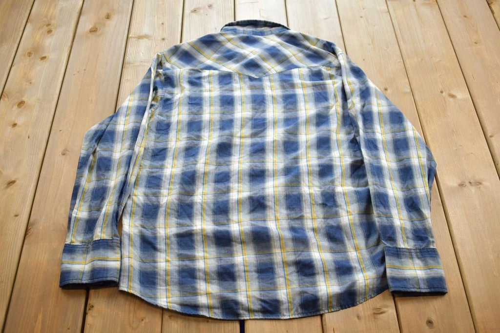 Vintage Y2k Wrangler Western Fashion Snap Shirts South Western Style Button Up Plaid Shirt