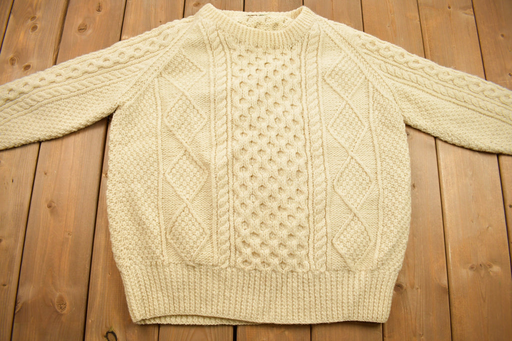 Vintage 1980s Cable Knitted Crewneck Sweater