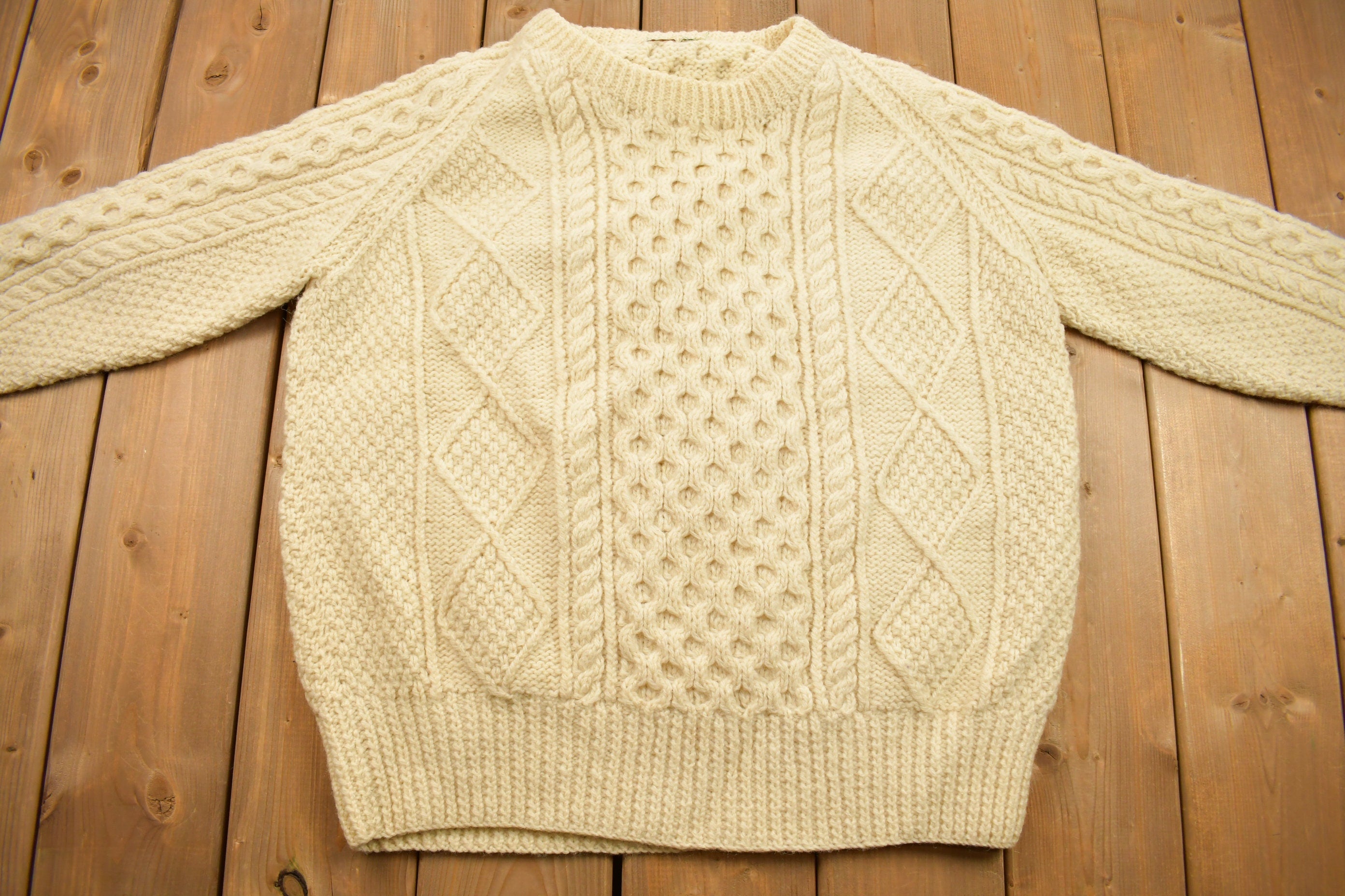Vintage 1980s Cable Knitted Crewneck Sweater