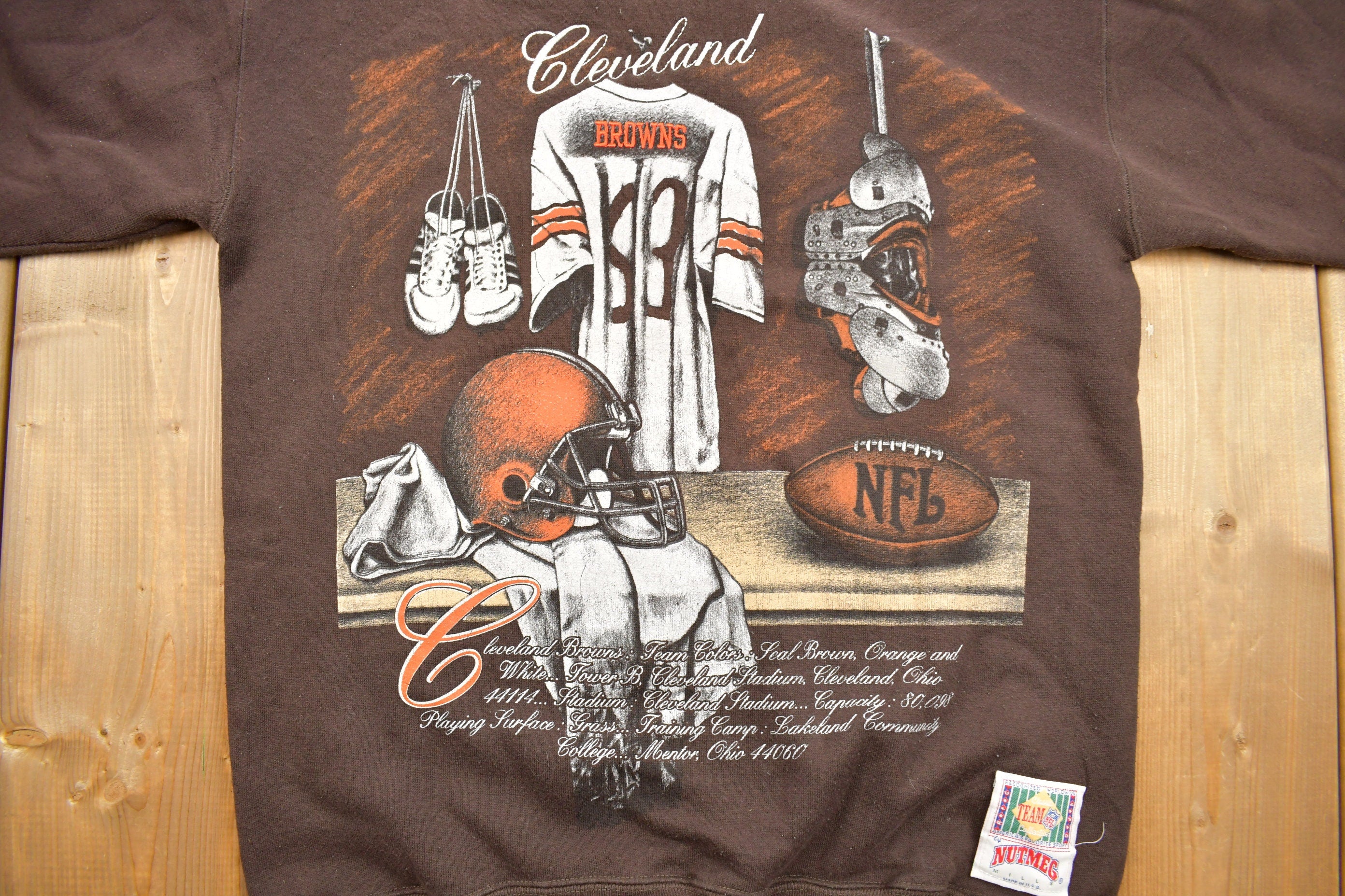 Vintage 1990S Cleveland Browns NFL Nutmeg Locker Room Crewneck Sweatshirt