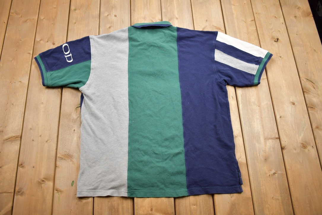 Vintage 1990s Izod Color Block Collared Shirt