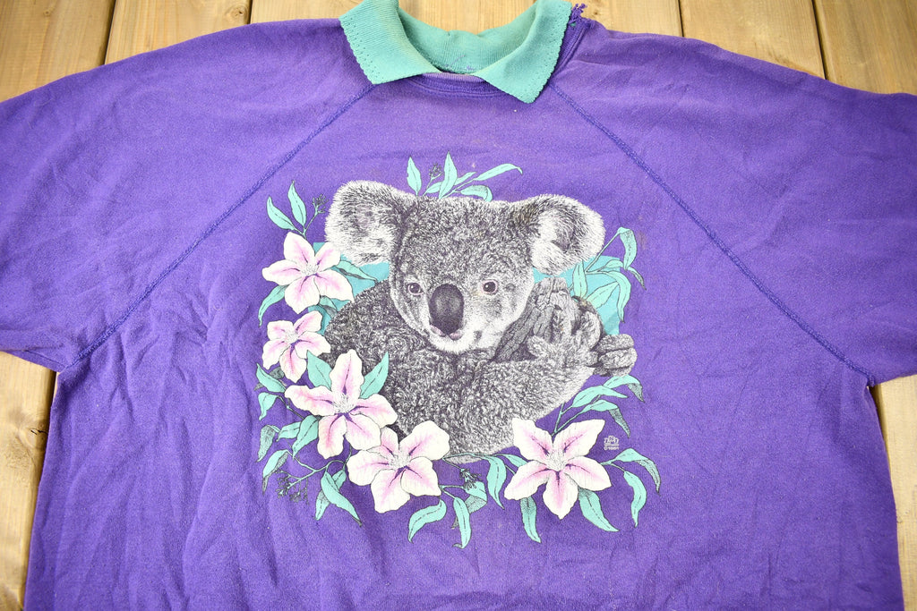 Vintage 1980s Koala Graphic Collared Raglan Crewneck