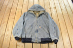 Vintage 1990s Carhartt Denim Sherpa Lined Hooded Jacket Men's XL