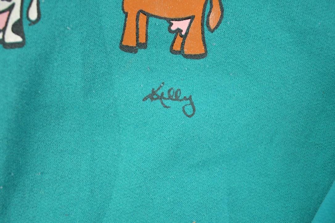 Vintage 1990s Agri Classics Cartoon Farm Cow Crewneck Sweatshirt