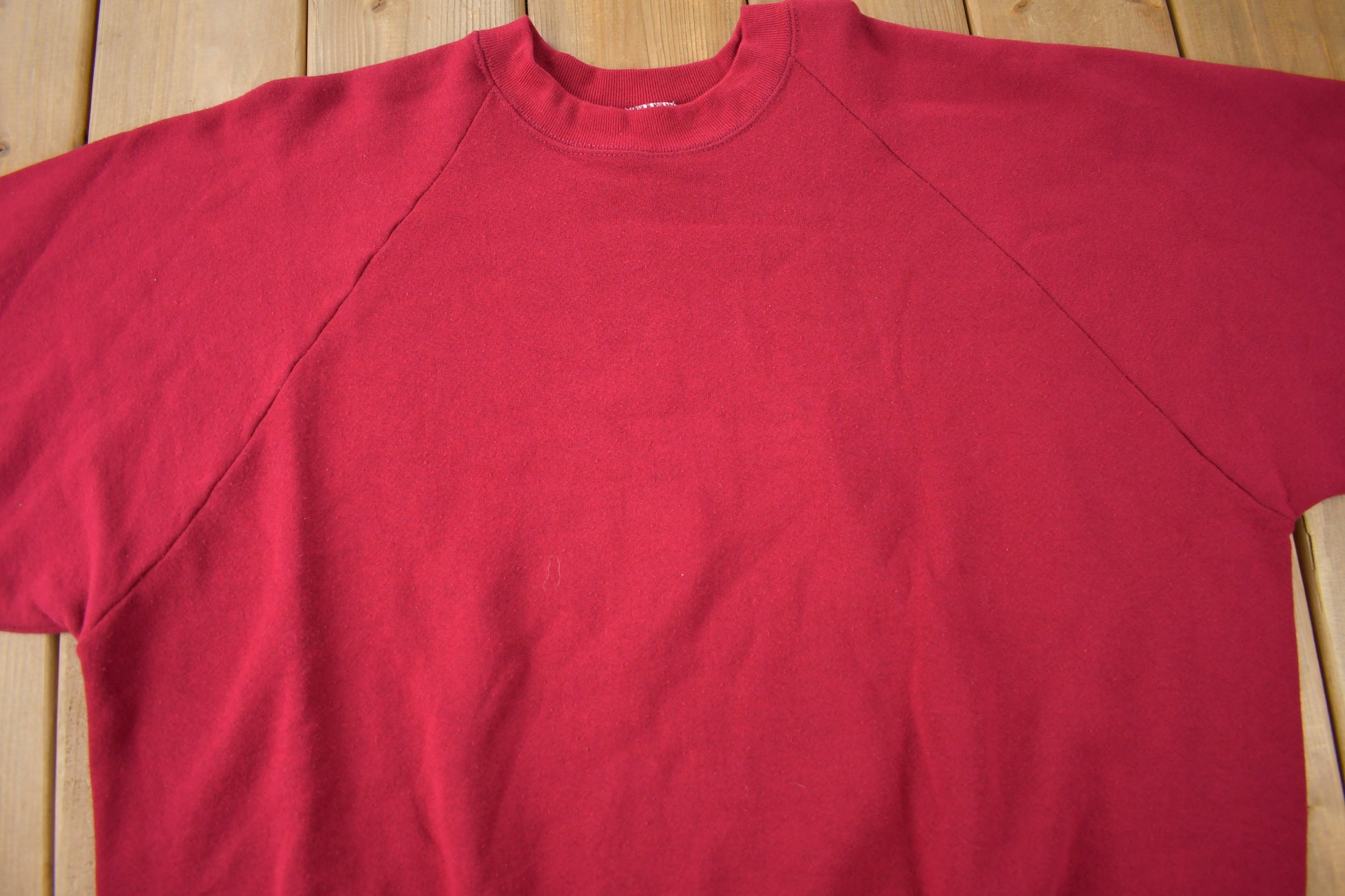 Vintage 1990s Blank Red Raglan Crewneck Sweatshirt Made In USA Size XXL