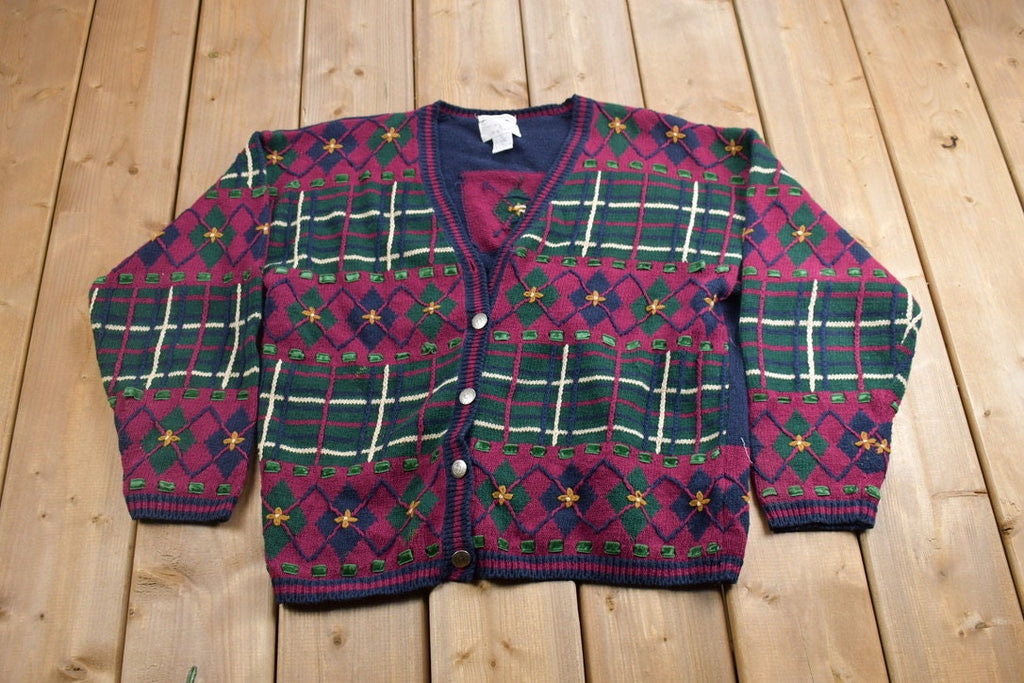Vintage 1990s Christopher And Banks Knitted Cardigan Sweater /