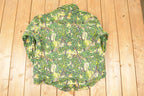 Vintage 1990s Bushlan AOP Woodland Camo Button Up Shirt Mens L