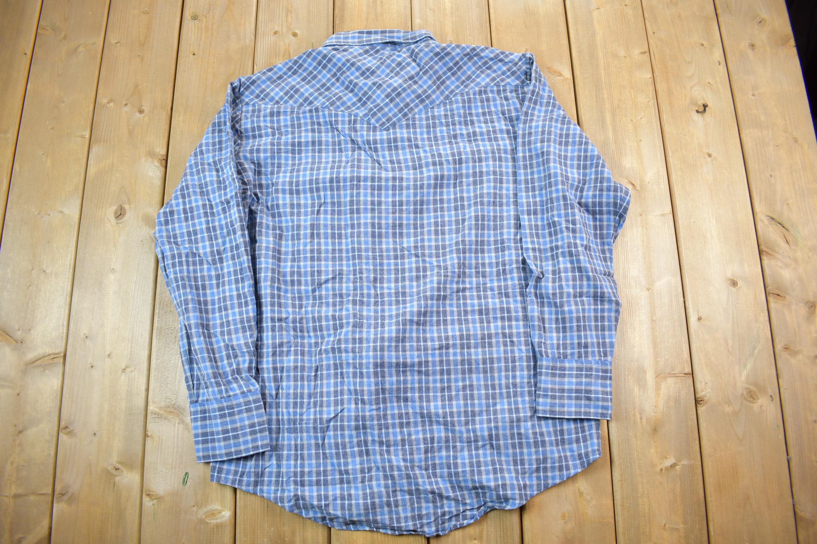 Vintage 1990s Blue Plaid Button Up Shirt