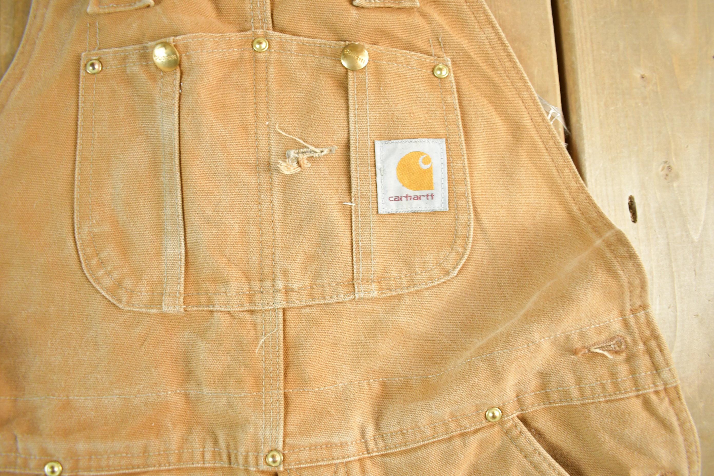 Vintage 1990s Carhartt Double Knee Canvas Overalls Size 34 x 28